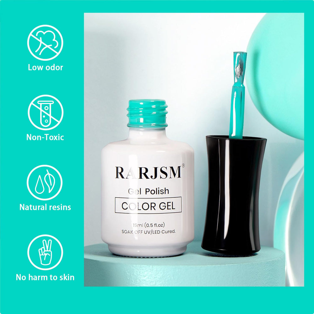 RARJSM turquoise blue gel nail polish dry finish looks long lasting