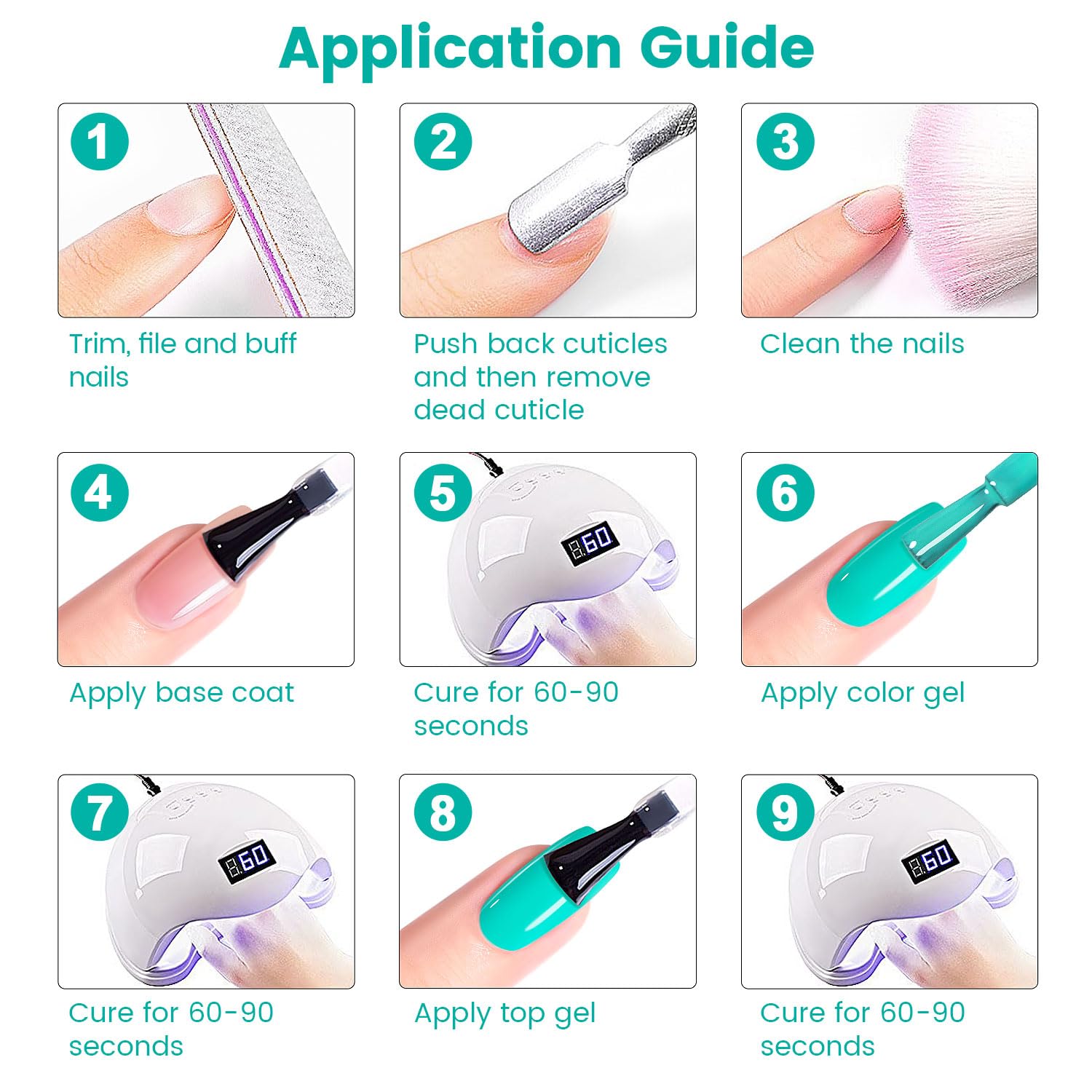 RARJSM turquoise blue gel nail polish packaging emphasizing value