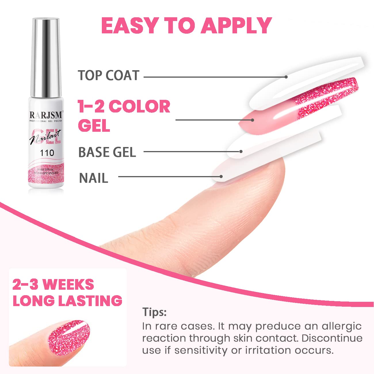 RARJSM two-color gel set offers versatile DIY nail designs.