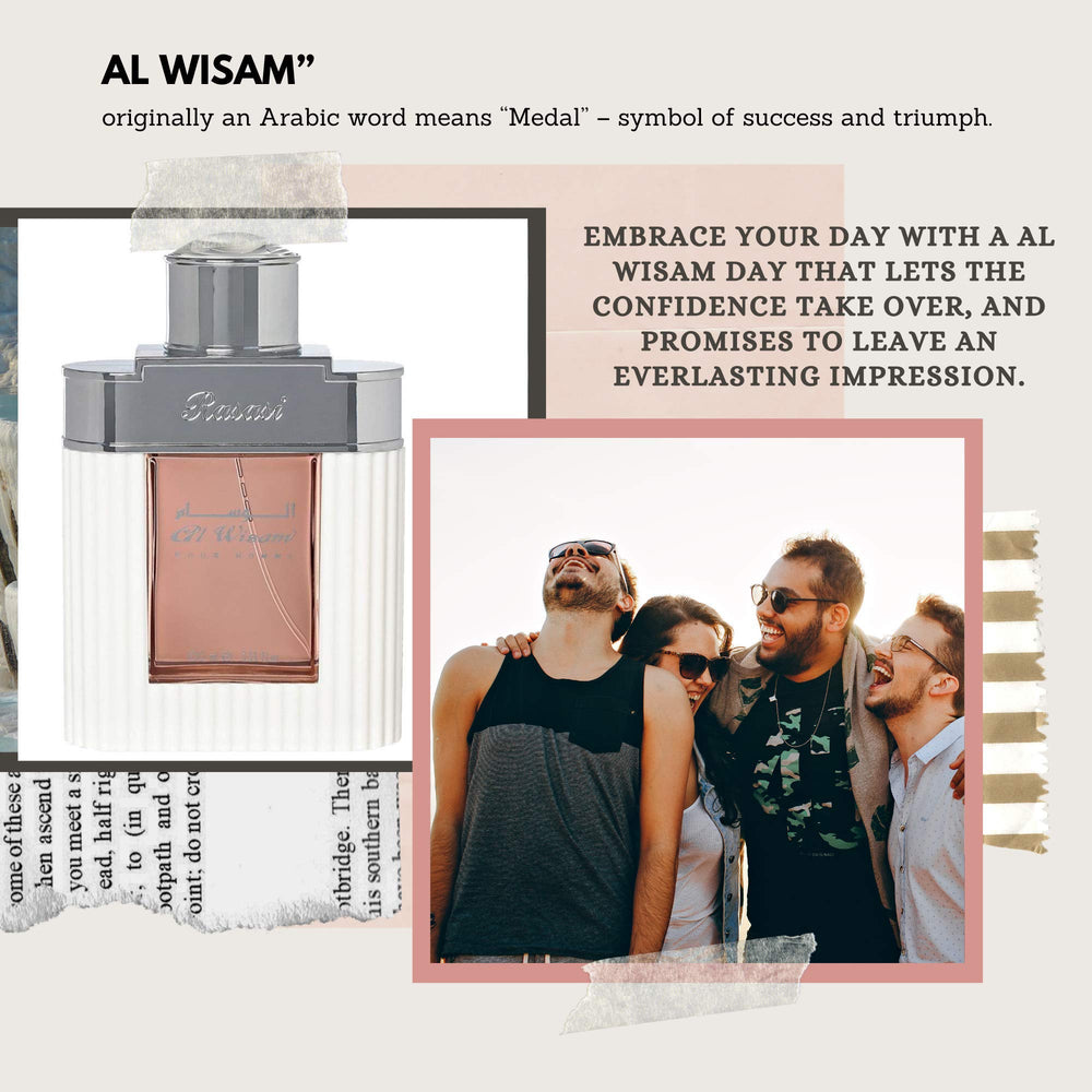 Rasasi Al Wisam Day EDP mist spray on wrist for daily use.