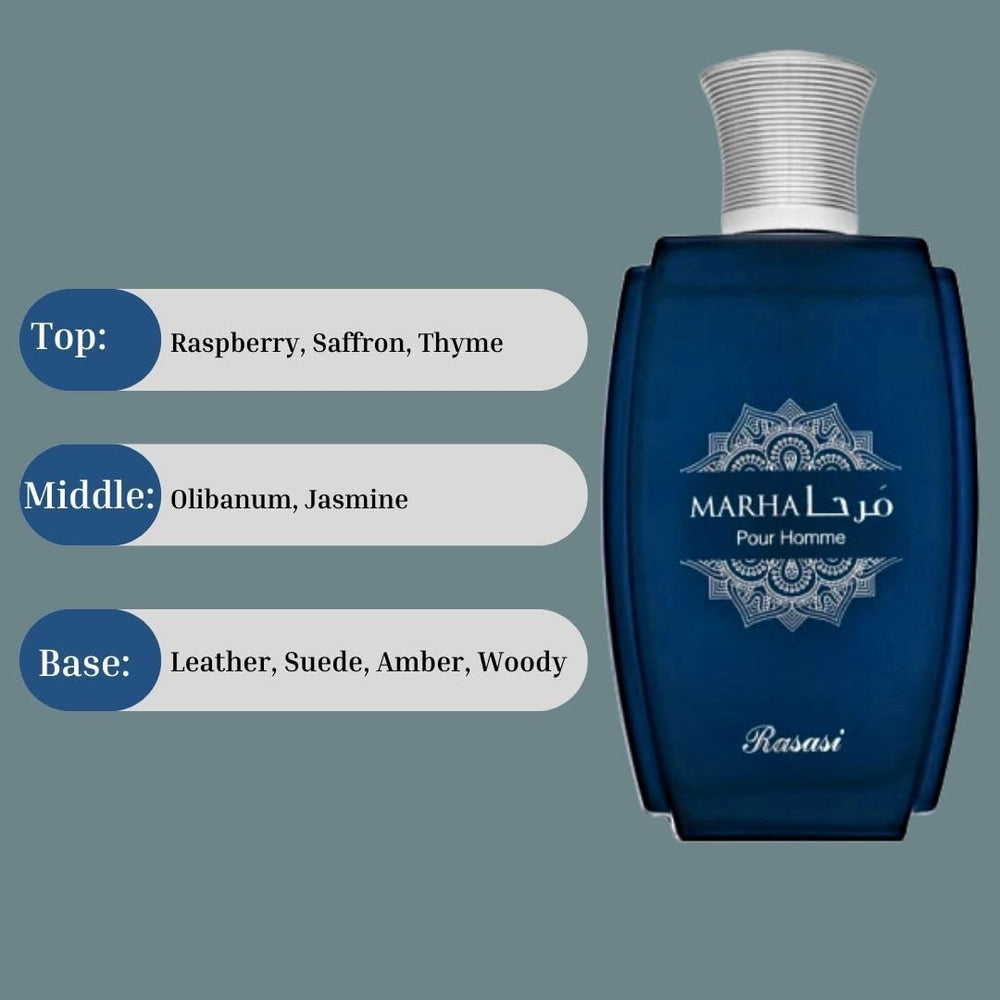 Rasasi Marha cap and bottle detailing reflects luxury