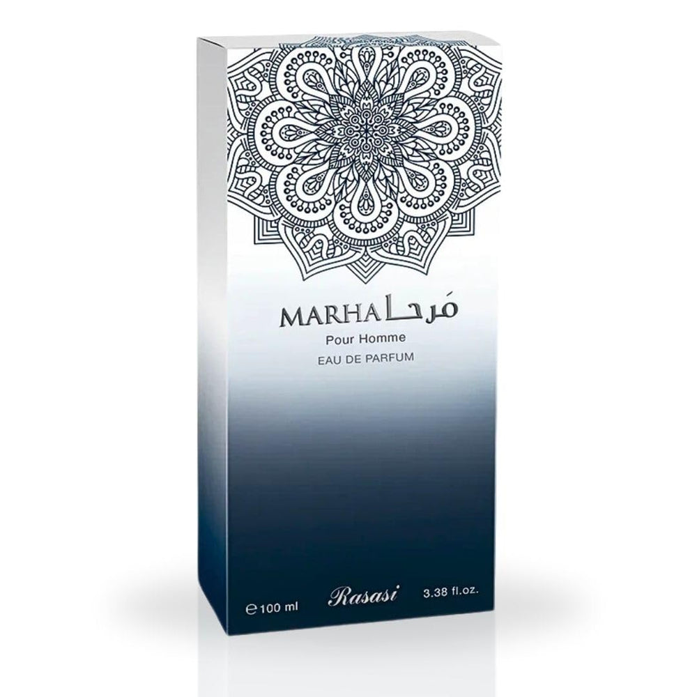 Rasasi Marha gift box packaging signaling premium presentation