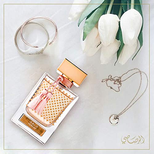 RASASI Qasamat Morhaf heart notes reveal damask rose and geranium for a luxe feel.