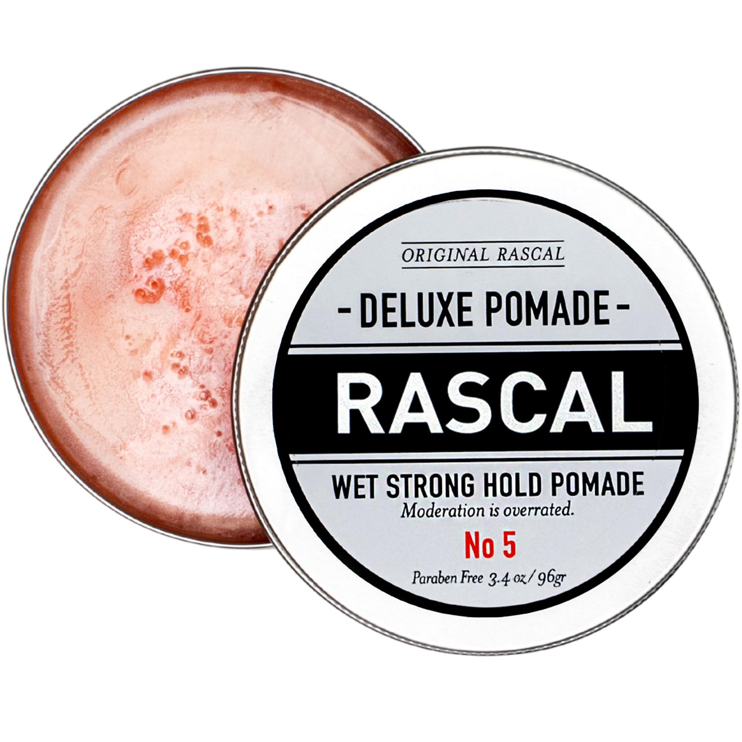 Rascal Original Deluxe Pomade 5 bottle showing premium packaging and long-lasting hold