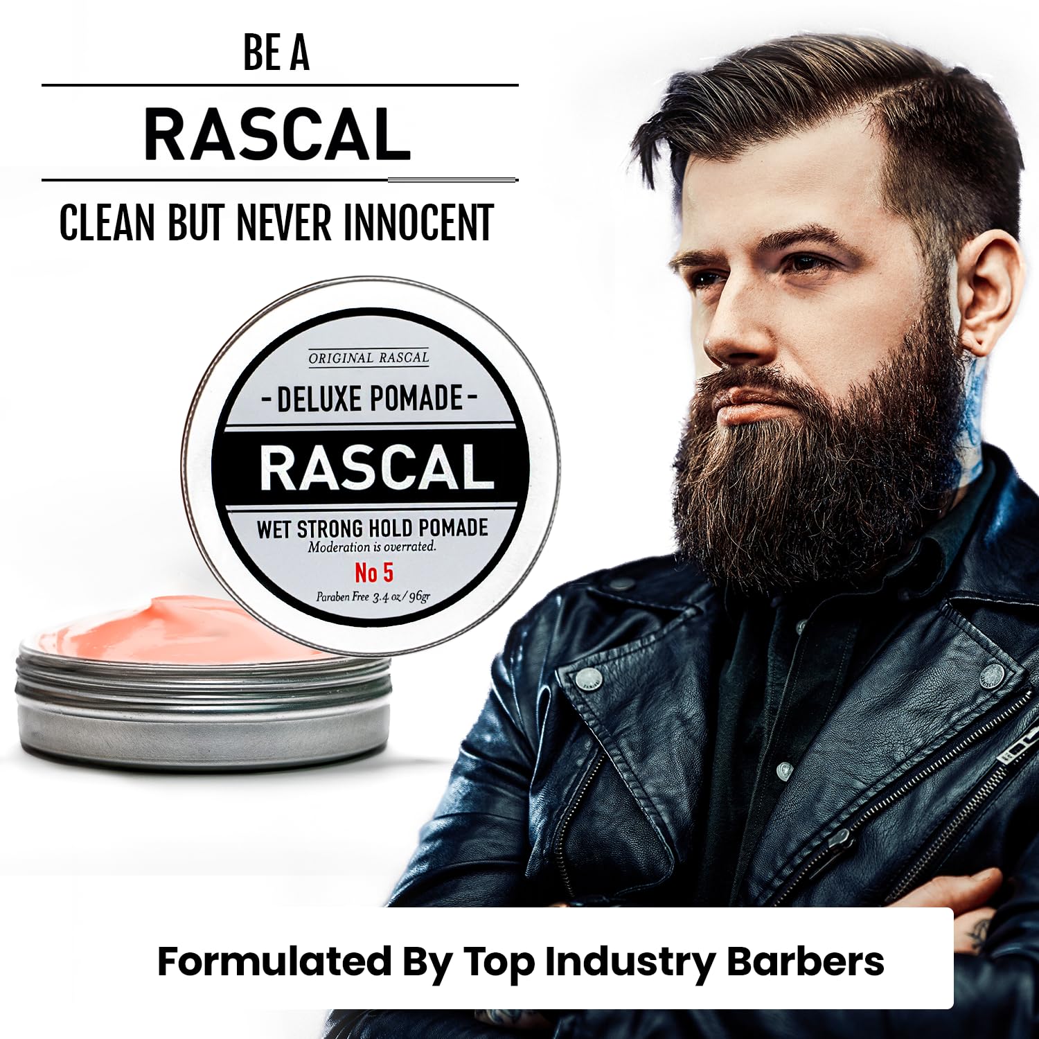 Rascal Original Deluxe Pomade 5 hands applying for easy daily grooming