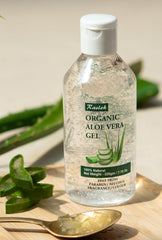 Raslok Aloe Vera Gel on the face as a lightweight moisturizer.