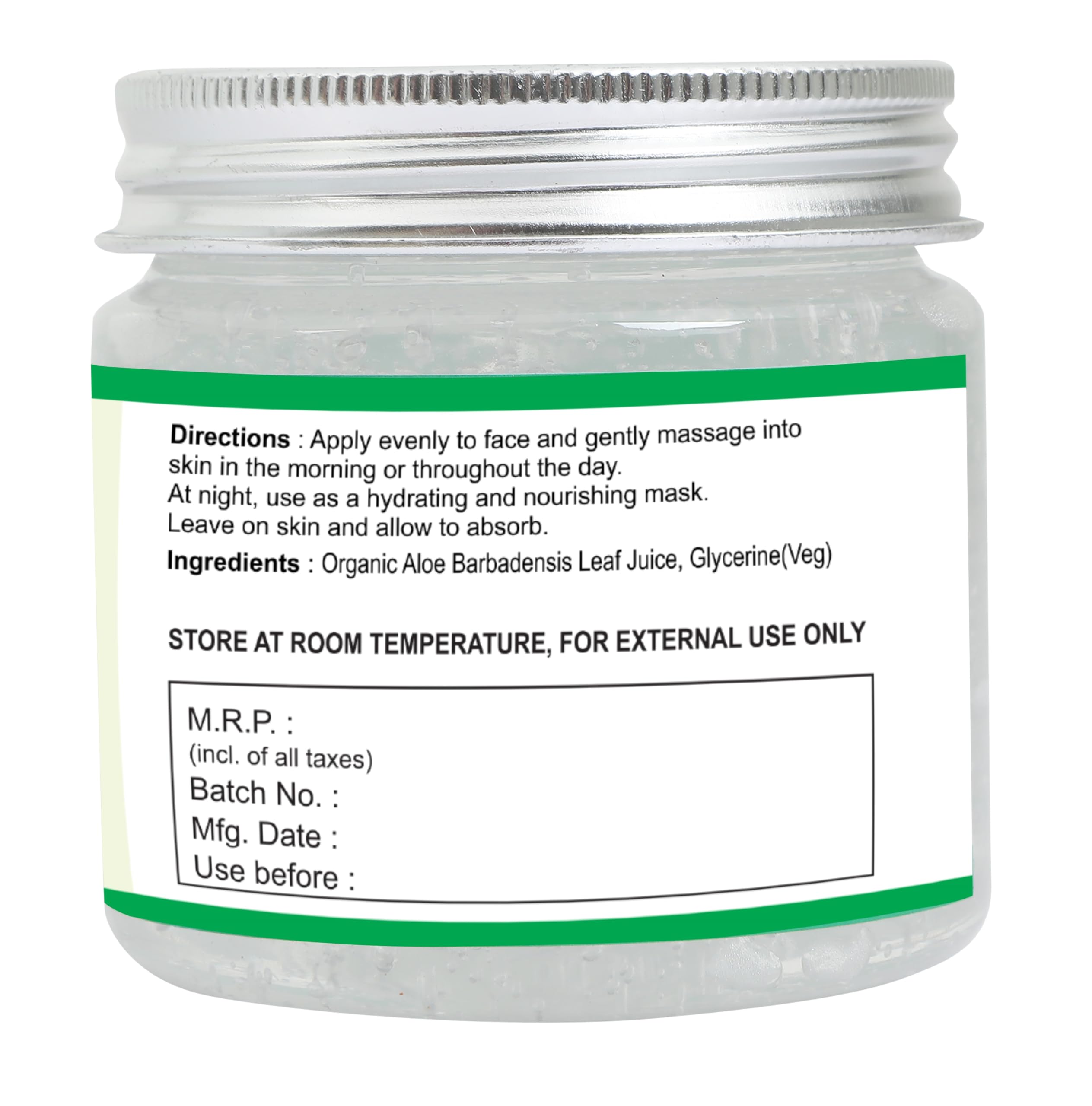 Raslok Aloe Vera Gel face application demonstrates light, non-sticky hydration.
