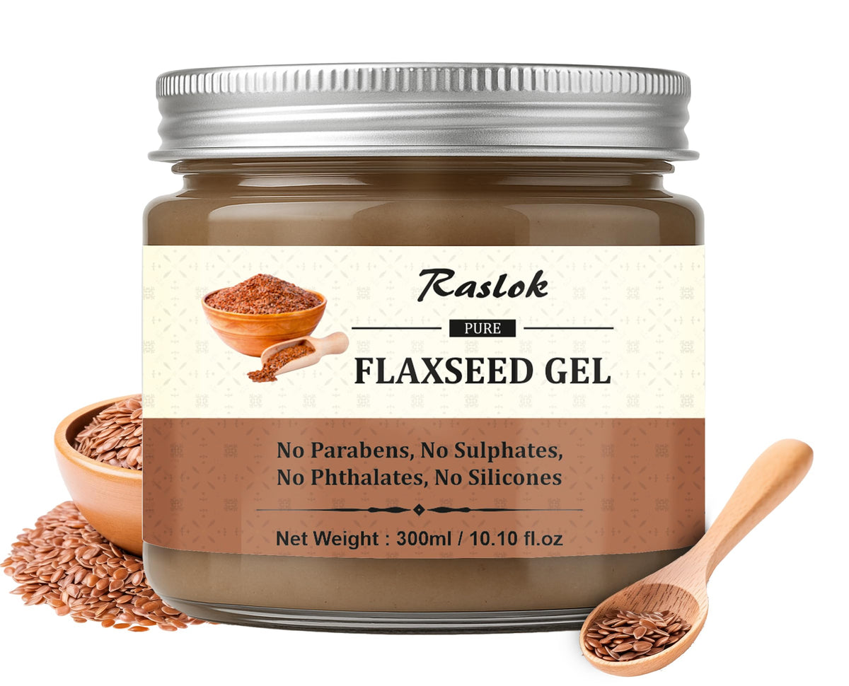 Raslok Pure Flaxseed Gel bottle front view highlighting lightweight hydration