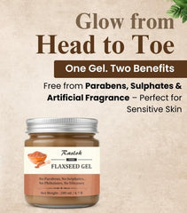 Raslok Pure Flaxseed Gel applied to hair for smooth, hydrated strands