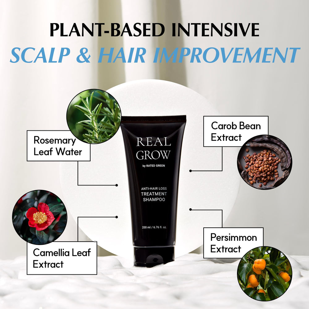 RATED GREEN Real Grow aromatherapeutic aroma with cedarwood, rosemary, eucalyptus, orange during shower.