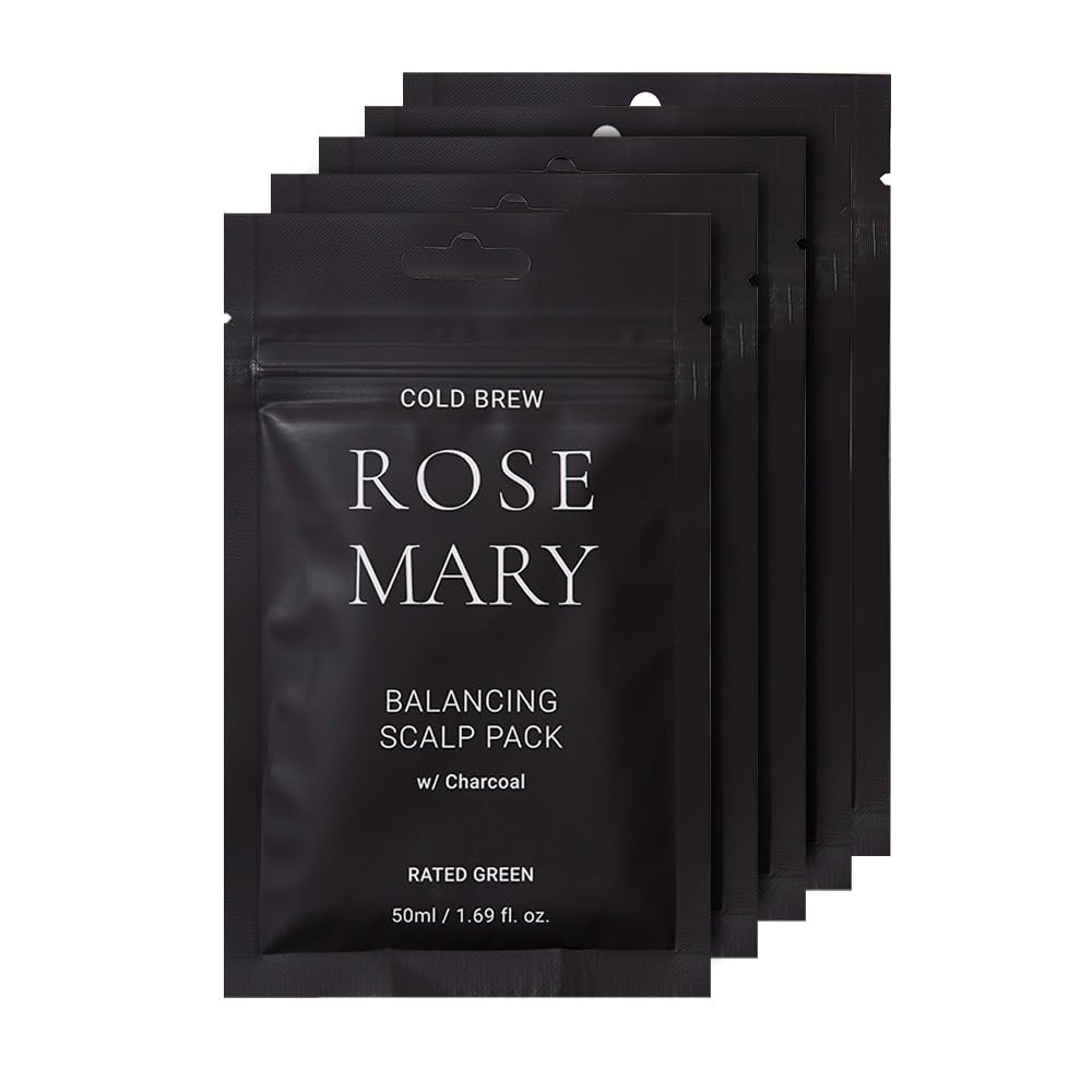 RATED GREEN rosemary balancing scalp pack packaging for on-the-go care.