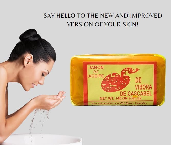 Rattlesnake oil soap close-up reveals natural texture and mineral particles.