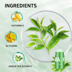 RATYMON Green Tea Mask Stick close-up showing rotating head design.