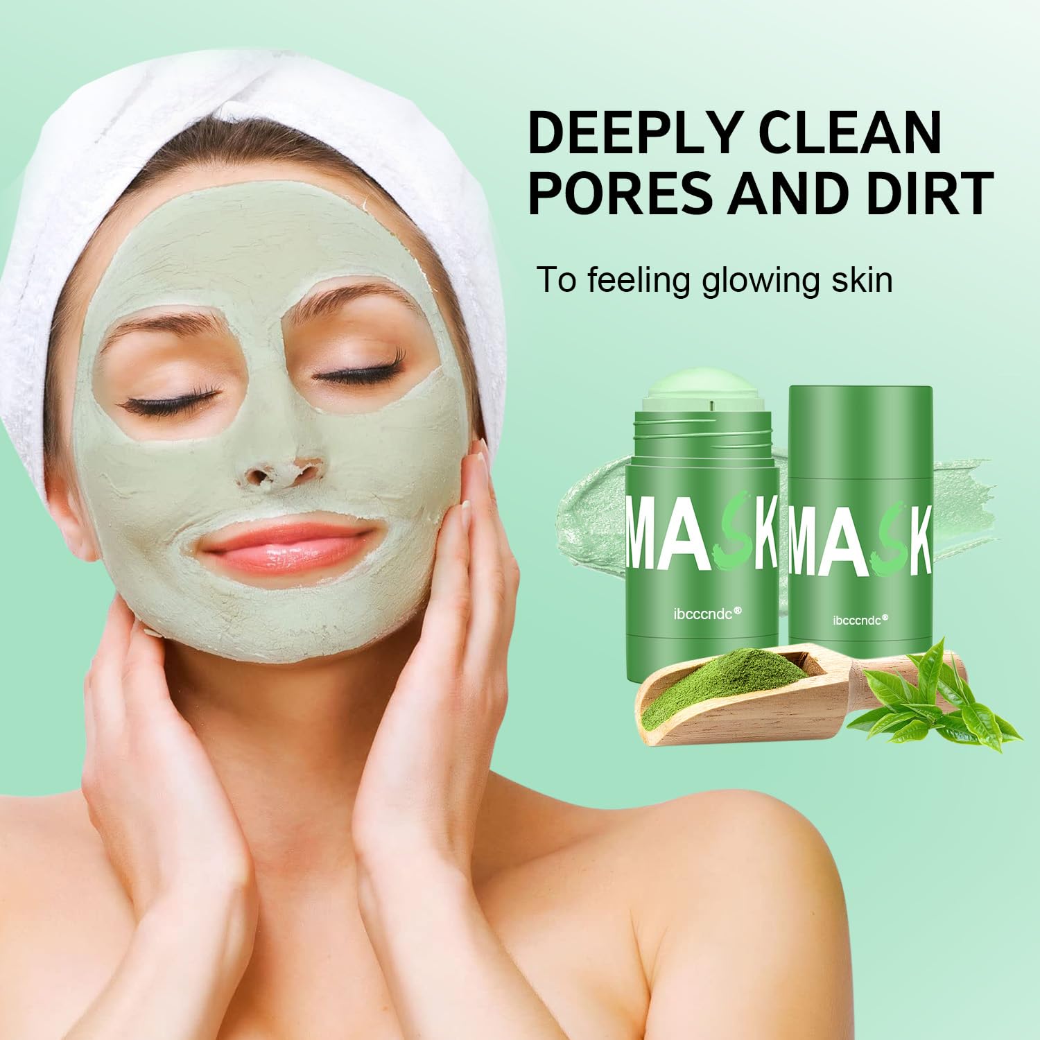 RATYMON Green Tea Face Mask Stick on skin leaves balance and calm.