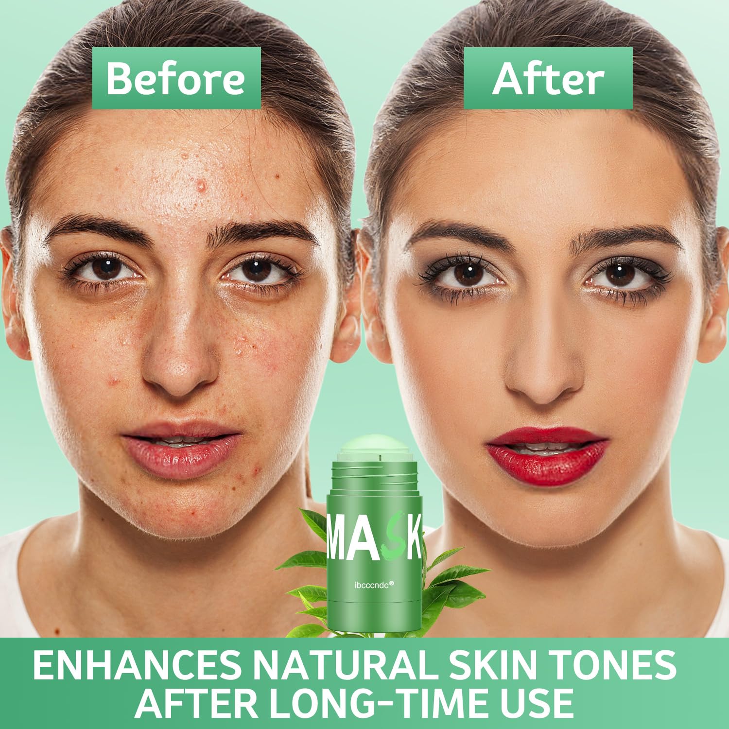 RATYMON Green Tea Mask Stick demonstrates oil control and deep cleansing.