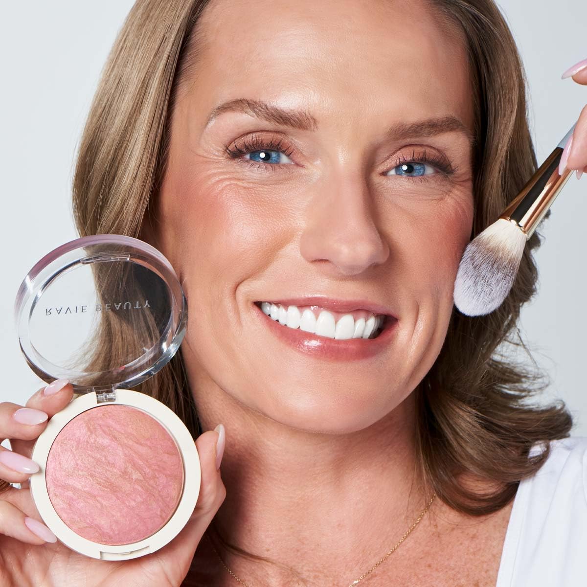 Ravie Beauty hand-made in Italy baked blush in a luxe compact