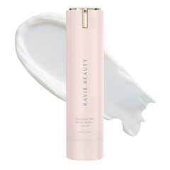 Ravie Beauty Signature Skin Dream Barrier Cream jar demonstrates barrier protection and hydration for makeup-ready skin.