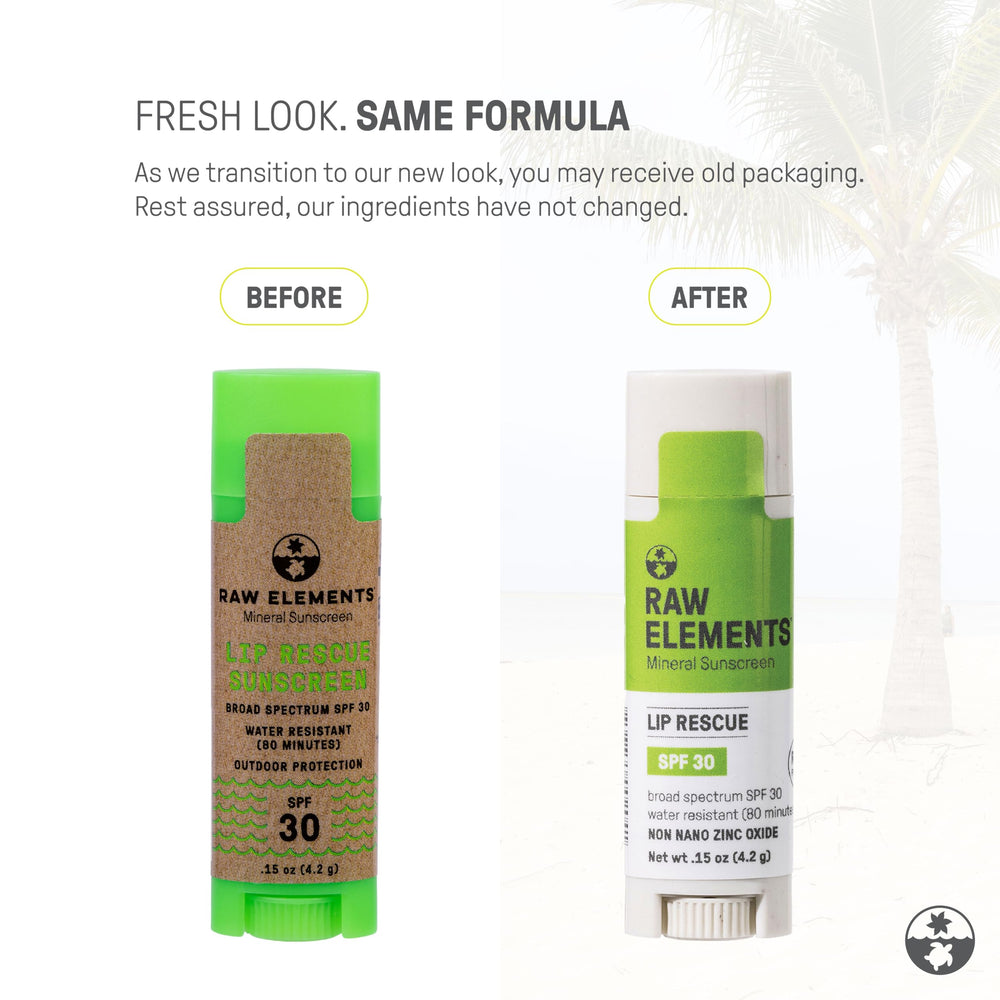Raw Elements Lip Rescue application demonstrates easy glide for sun protection on the go