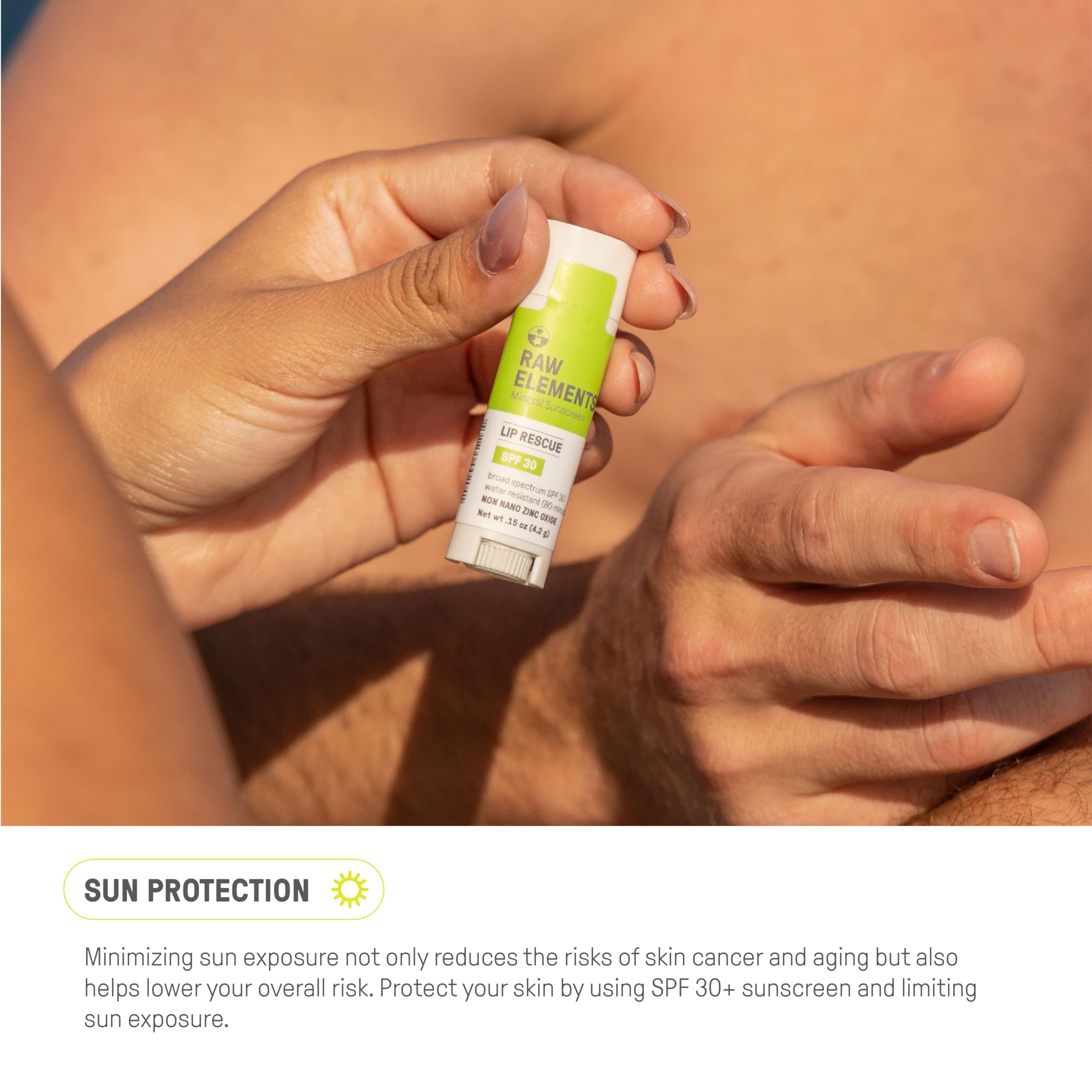 Raw Elements Lip Rescue product in outdoor setting highlights adventure-ready protection