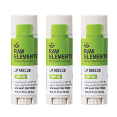 Raw Elements Lip Rescue SPF 30 front view for outdoor lip protection