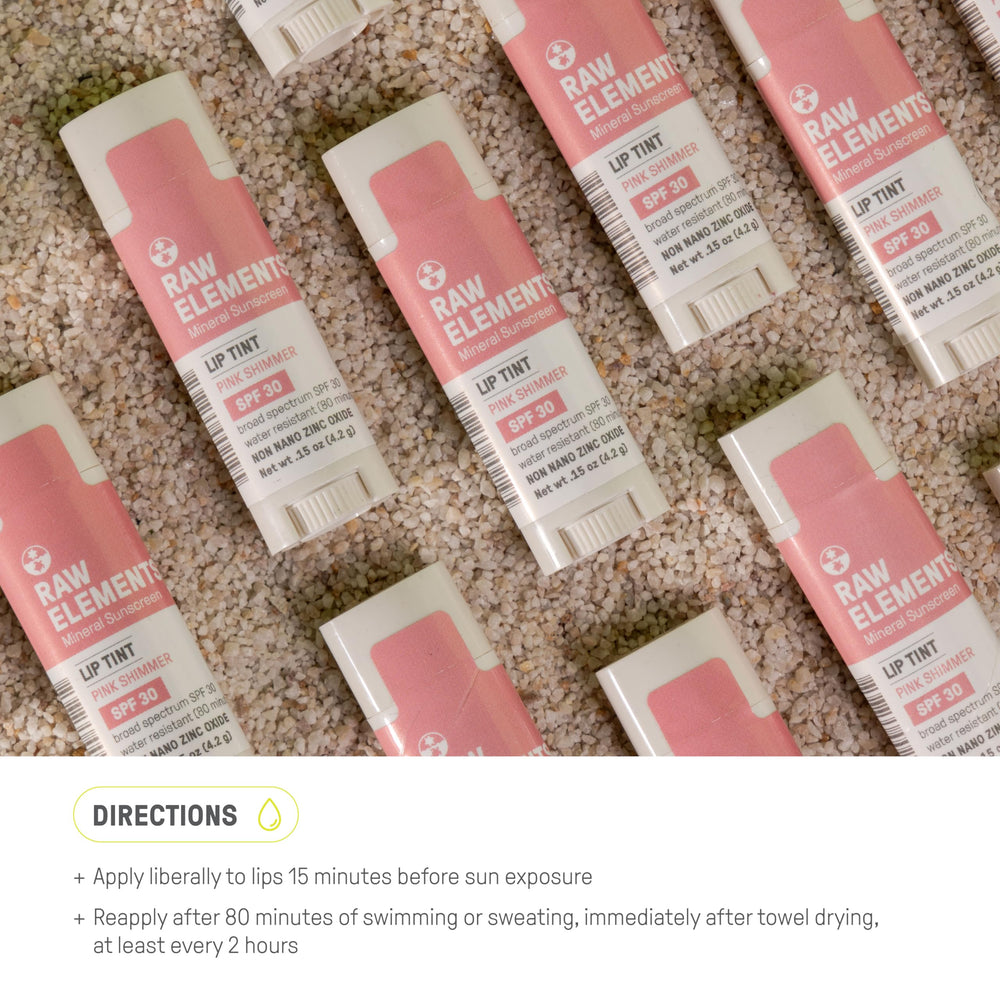 Raw Elements Pink Lip Shimmer uses organic ingredients for daily lip care.
