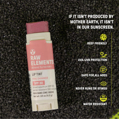 Water-resistant lip shimmer during outdoor activities, Raw Elements branding.