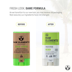 Raw Elements reef-safe sunscreen stick protecting skin and reefs