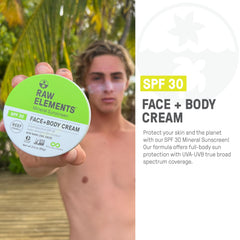 Raw Elements sunscreen spread on skin for even, natural-looking coverage