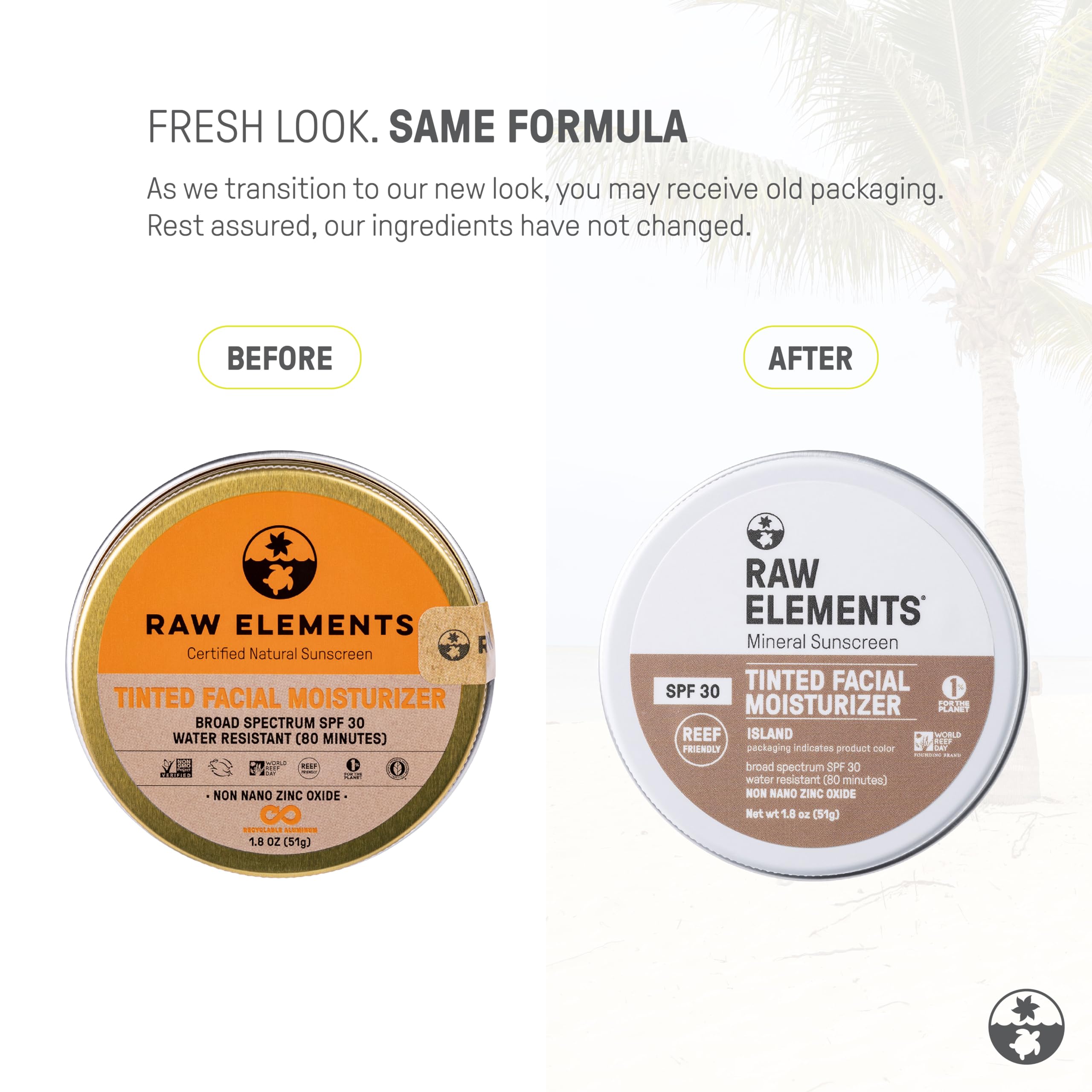 Raw Elements tinted cream swatch reveals medium shade for natural look.