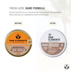 Raw Elements tinted cream swatch reveals medium shade for natural look.