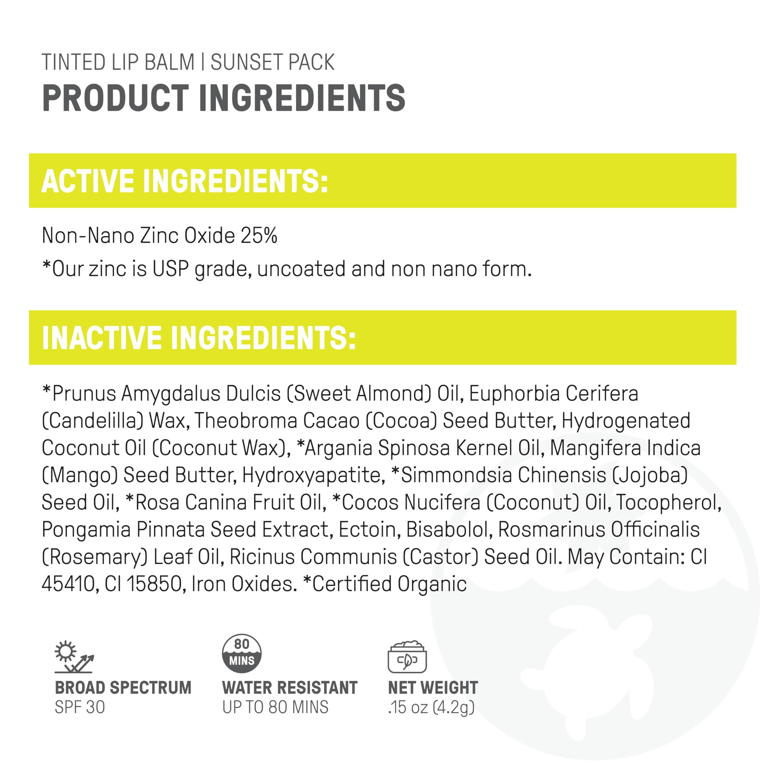 Raw Elements Tinted Lip Beach Pout packaging showing reef-safe and recyclable design.