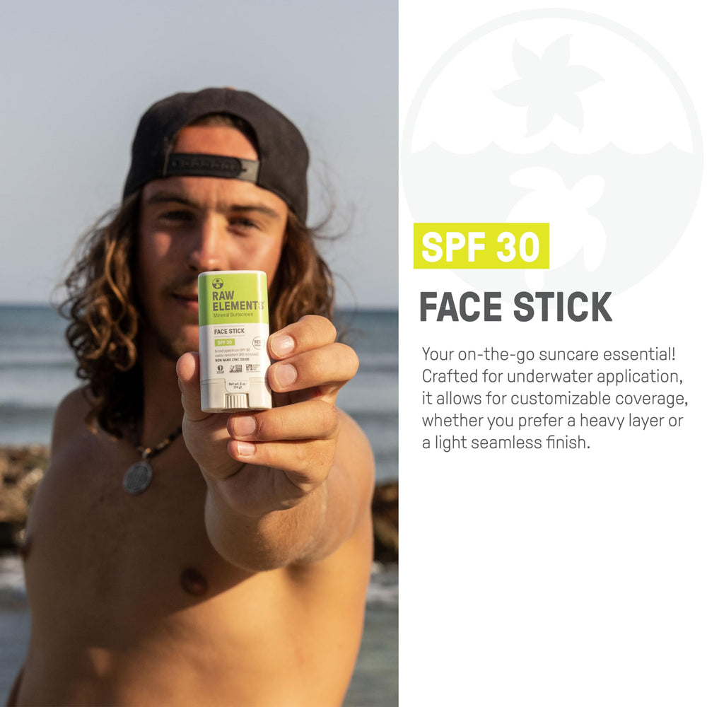 Raw Elements travel size sunscreen stick fits in bags for on-the-go protection