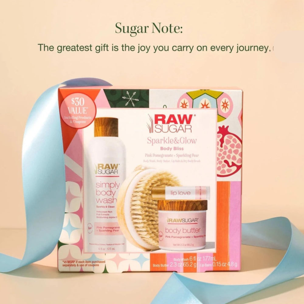 RAW SUGAR Morning body care routine setup with complete set.