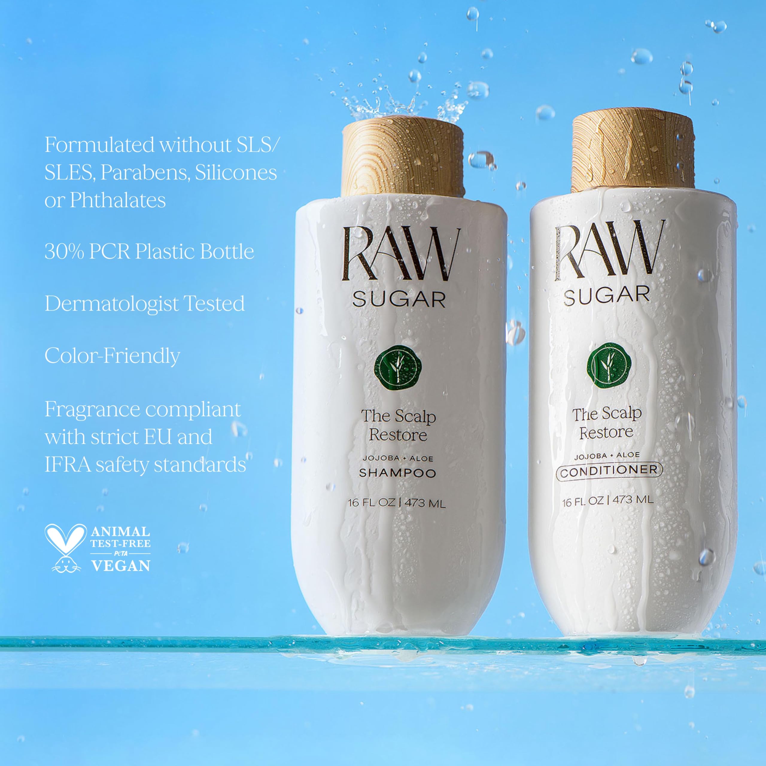 RAW SUGAR Scalp Restore Conditioner gloss closeup