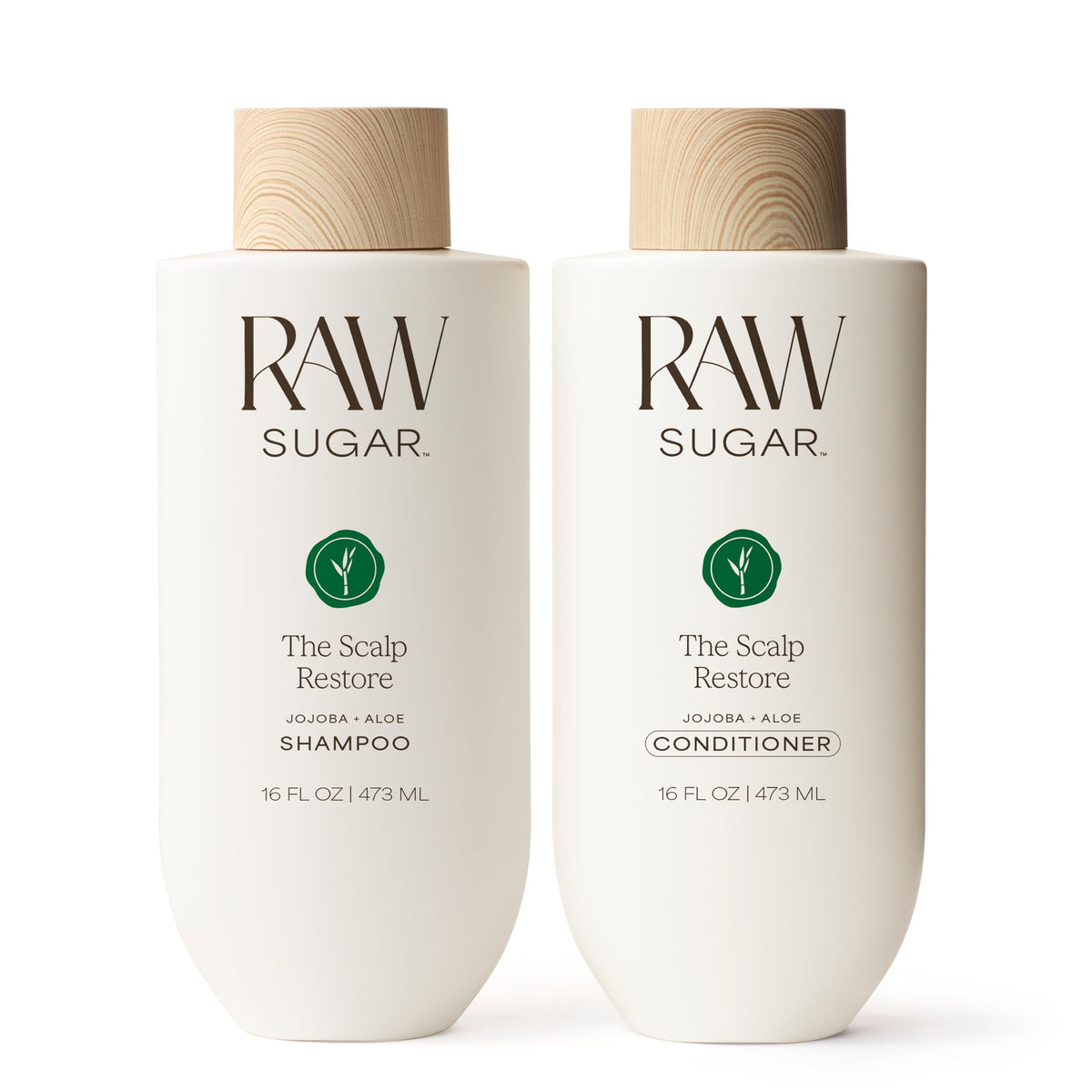 RAW SUGAR Scalp Restore Shampoo bottle refreshing the scalp for a clean feel