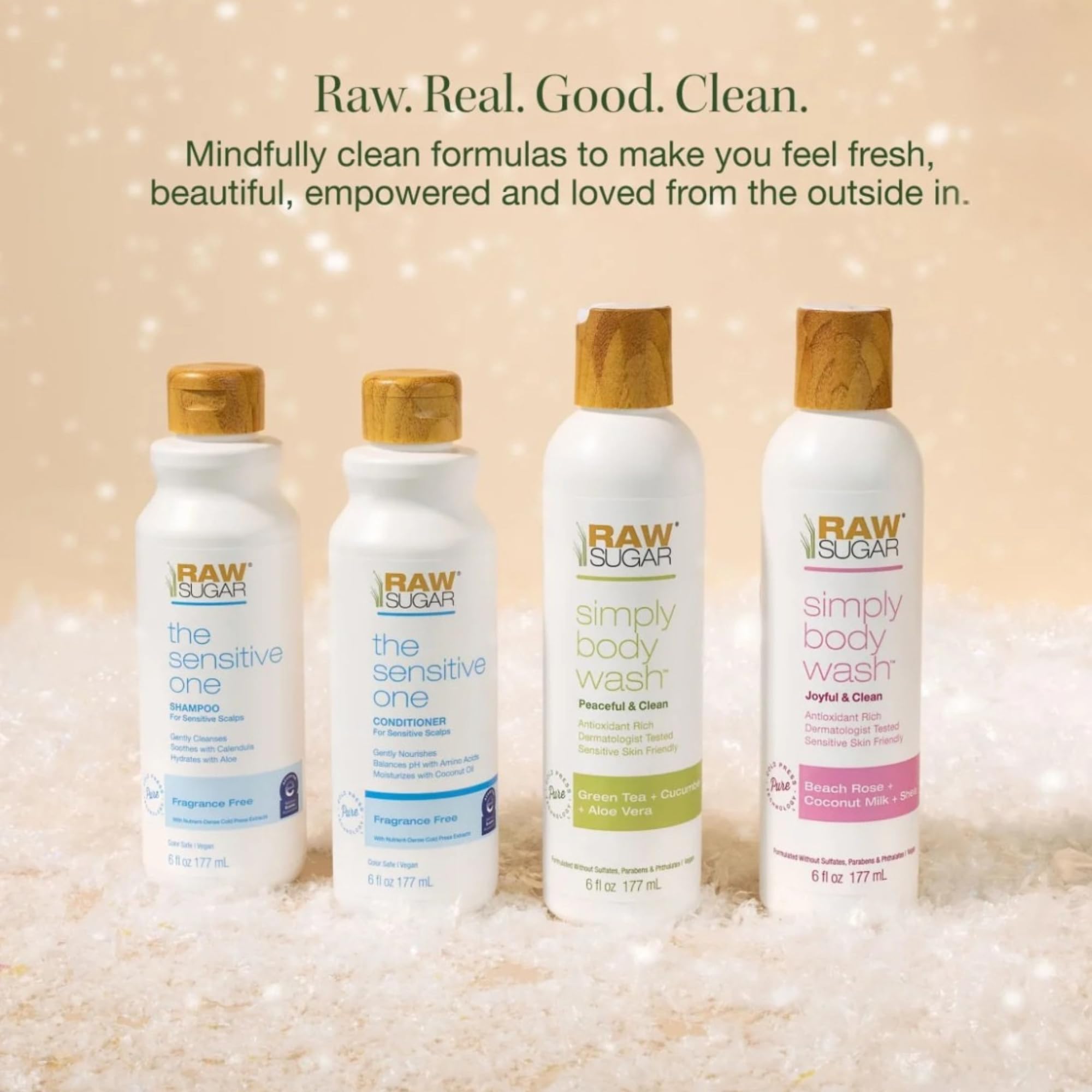 RAW SUGAR Sensitive Conditioner bottle ideal for gentle nourishment on delicate scalps.