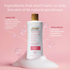 Close-up on ingredients of Raw Sugar Simply Body Wash Watermelon Fresh Mint