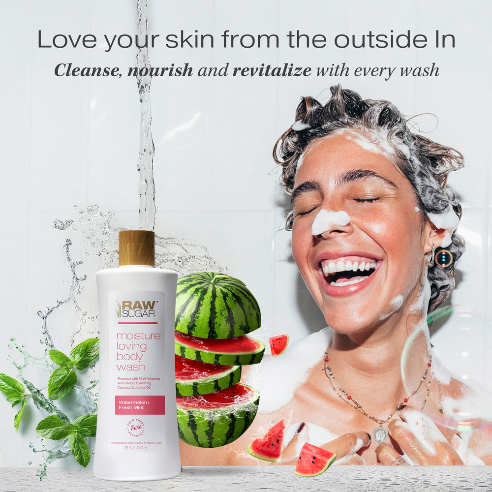 Lather moment with Raw Sugar Simply Body Wash Watermelon and Fresh Mint