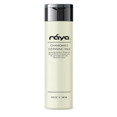 Raya Chamomile Facial Cleansing Milk bottle shows gentle cleansing for dry skin.