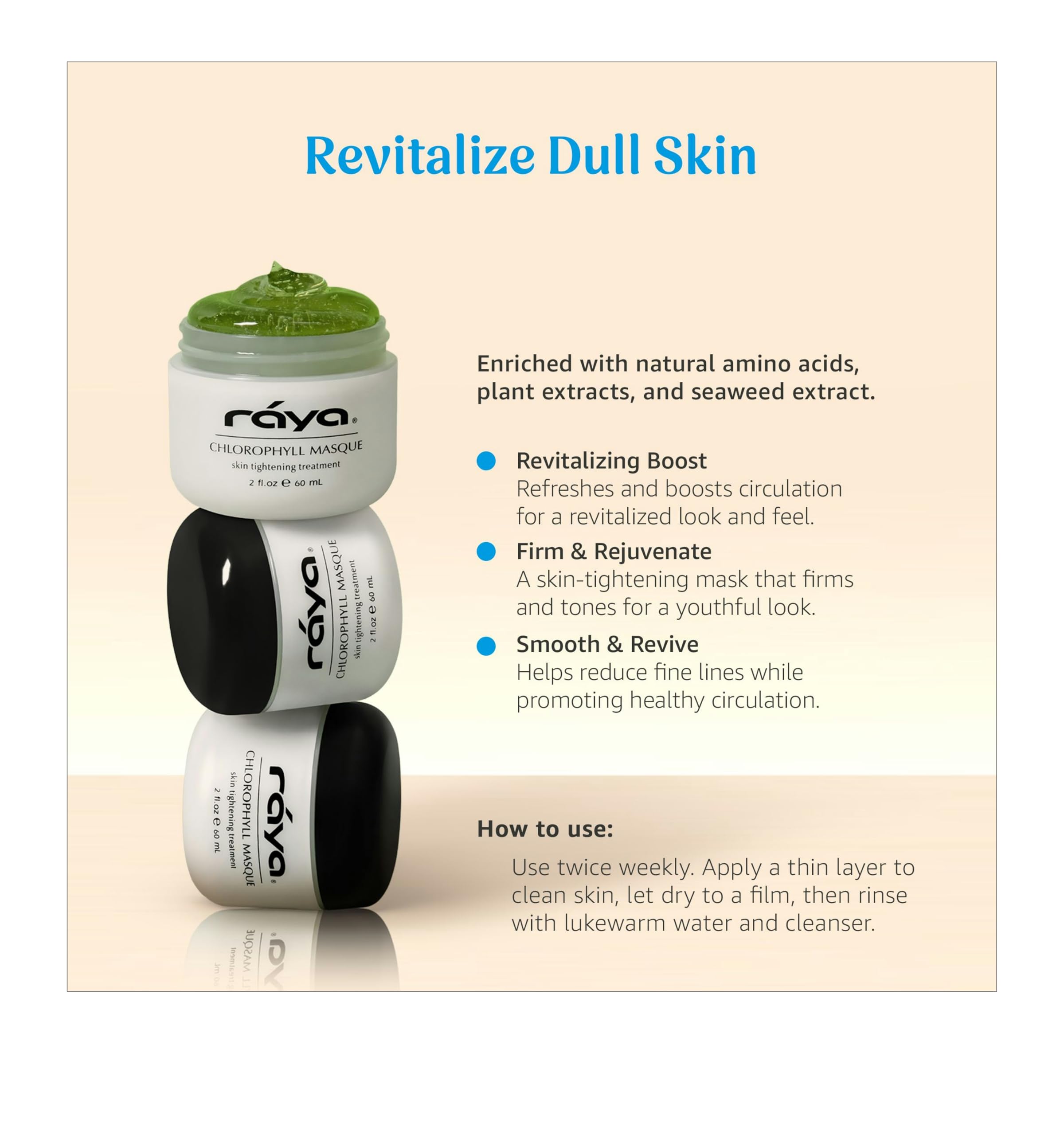 Raya Chlorophyll Masque texture closeup reveals smooth, creamy formula.