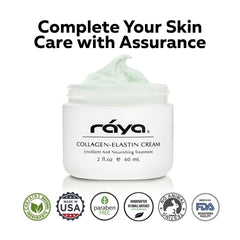 Raya Collagen-Elastin Cream jar front view highlighting moisture-rich formula.