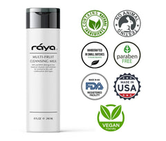 Raya exfoliating milk texture closeup emphasizes gentle AHA/BHA exfoliation.