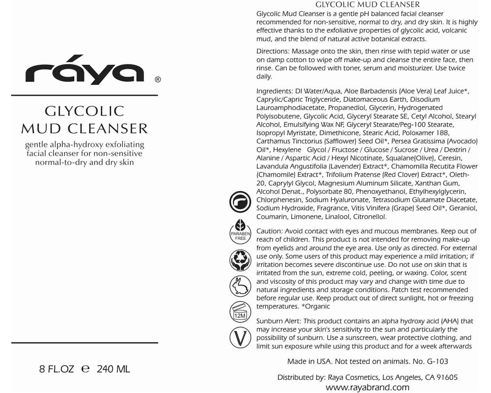 Raya Glycolic Mud Cleanser application demonstrating gentle massage on skin.