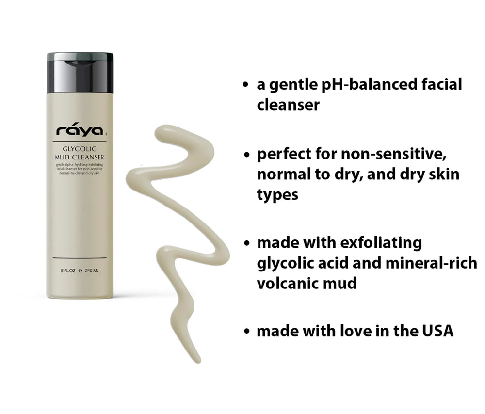 Raya Glycolic Mud Cleanser texture closeup reveals creamy lather.