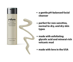Raya Glycolic Mud Cleanser texture closeup reveals creamy lather.