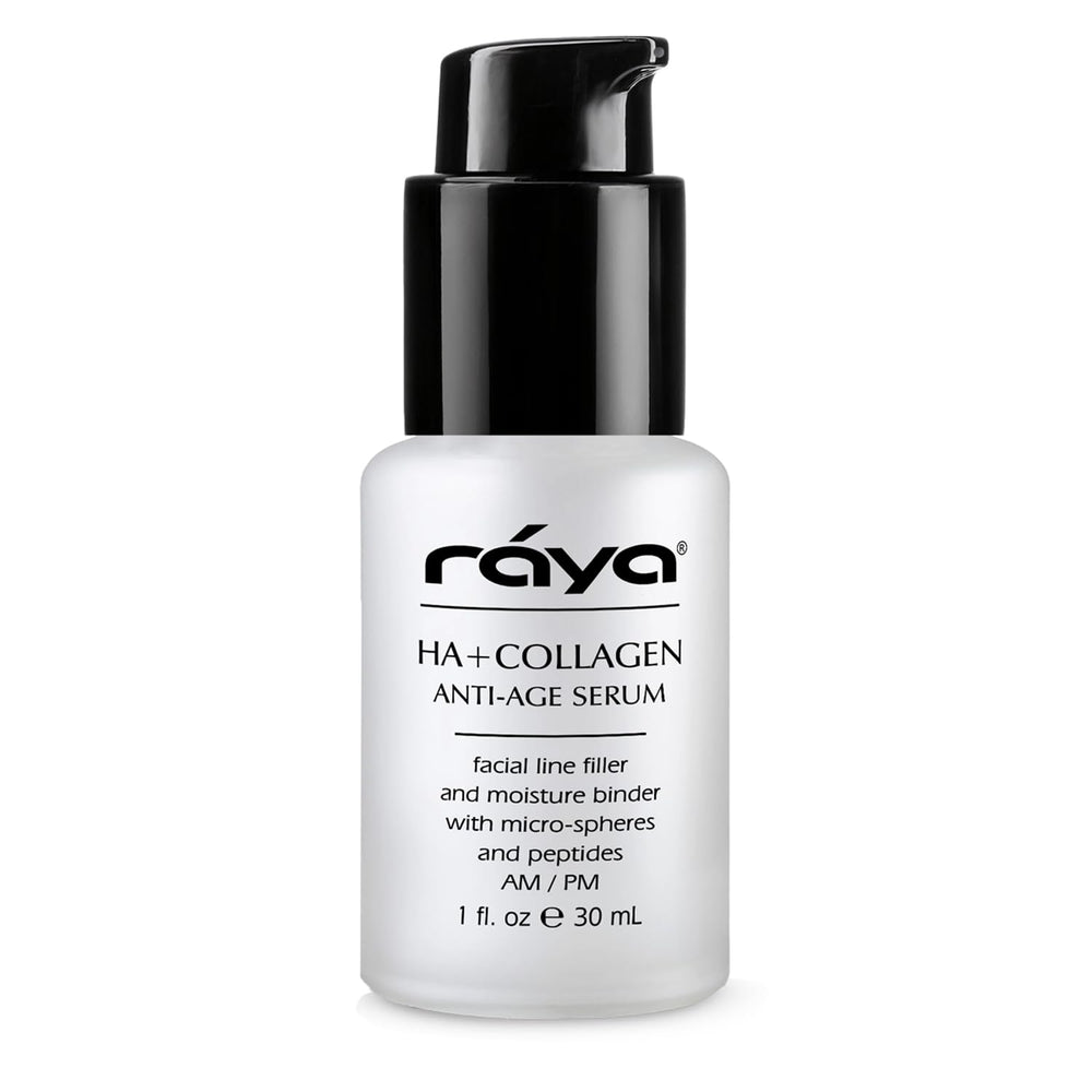 RAYA HA + Collagen Serum bottle close-up for hydration and glow.