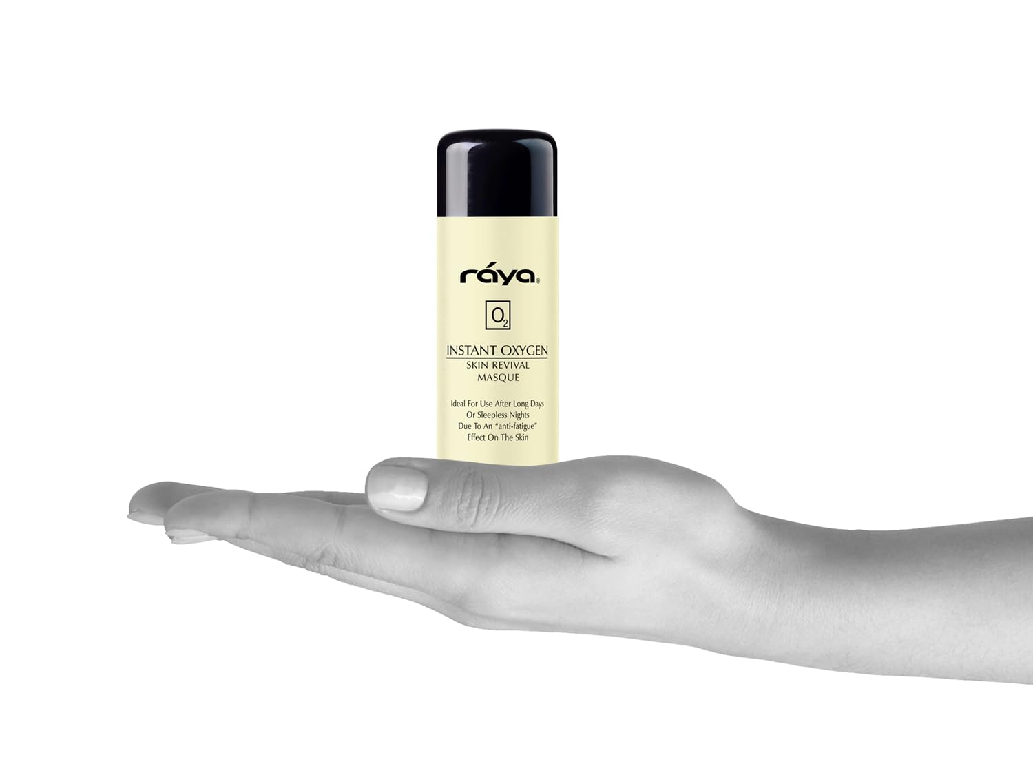 Raya Instant Oxygen Skin Revival Masque on bathroom shelf evokes daily routine.
