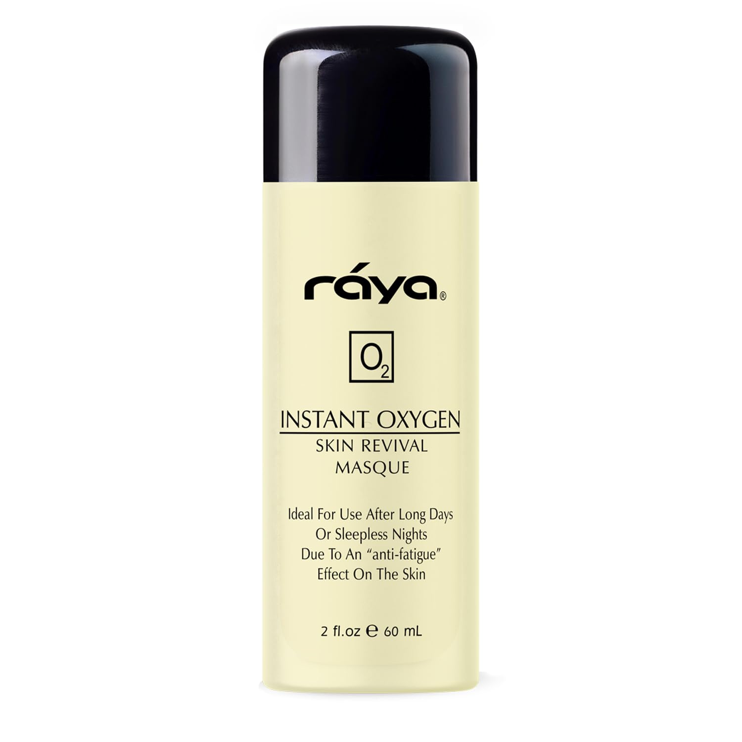 Raya Instant Oxygen Skin Revival Masque packaging showcases premium paraben-free skincare.