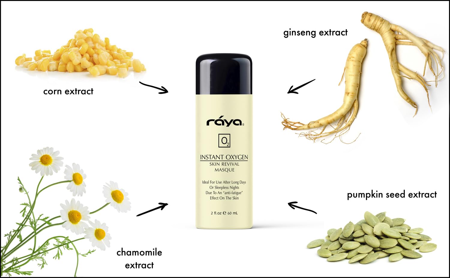 Raya masque tube closeup reveals smooth gel texture for quick refresh.