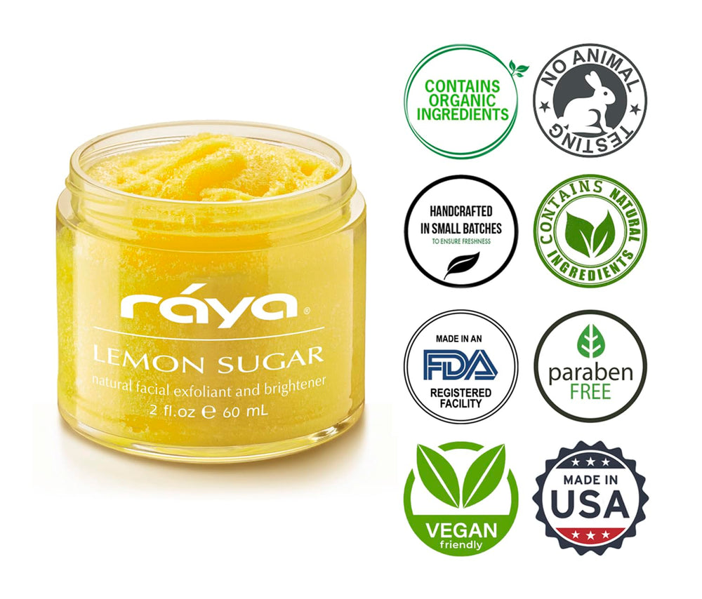 Raya Lemon Sugar Scrub in shower promotes refreshing cleanse and citrus aroma